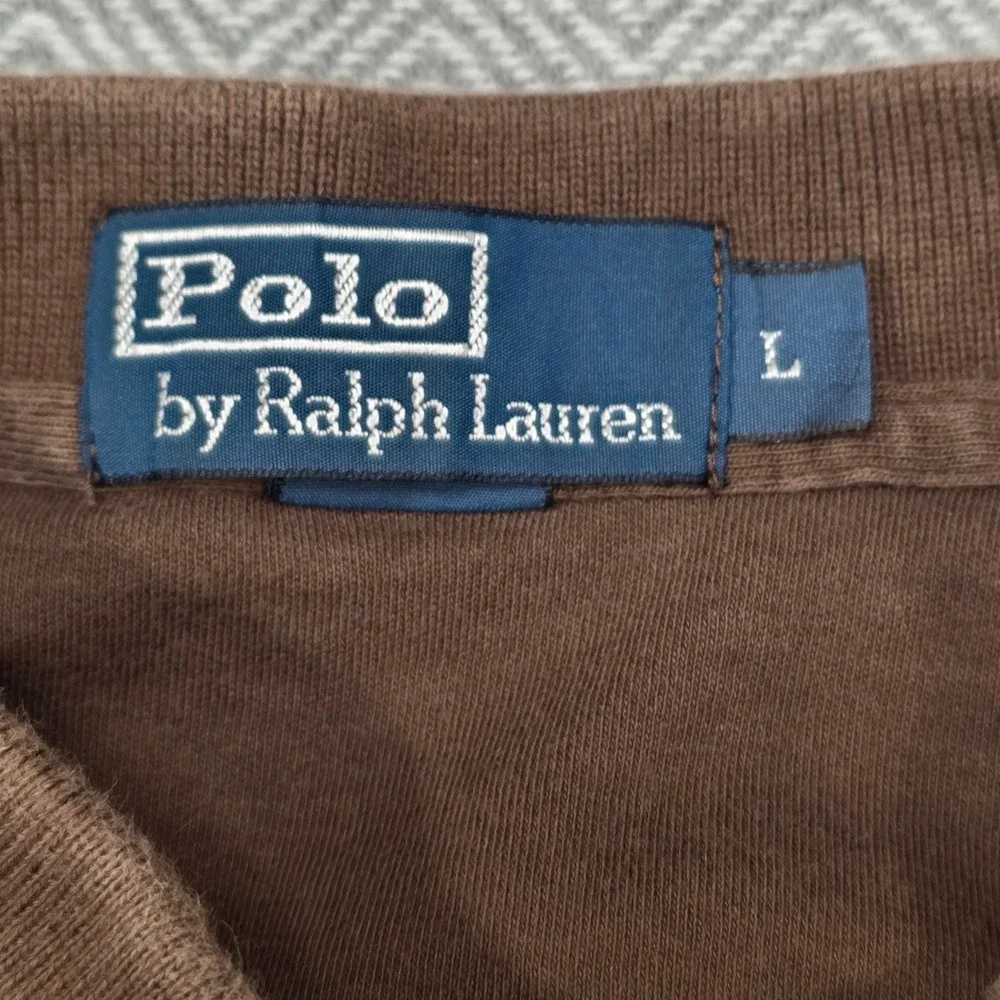 Polo Ralph Lauren Mens Large Brown Short Sleeve Cotton Pique Polo Shirt‎ Logo